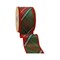 LaRibbons 4" - 2 1/2" Wired Dupioni Ribbon | Red/Dark Green Plaid Bias Cut Double-Fused Red Backing | 5 Yard Roll